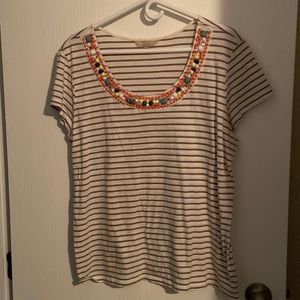 Banana Republic embellished neckline striped tee - XL